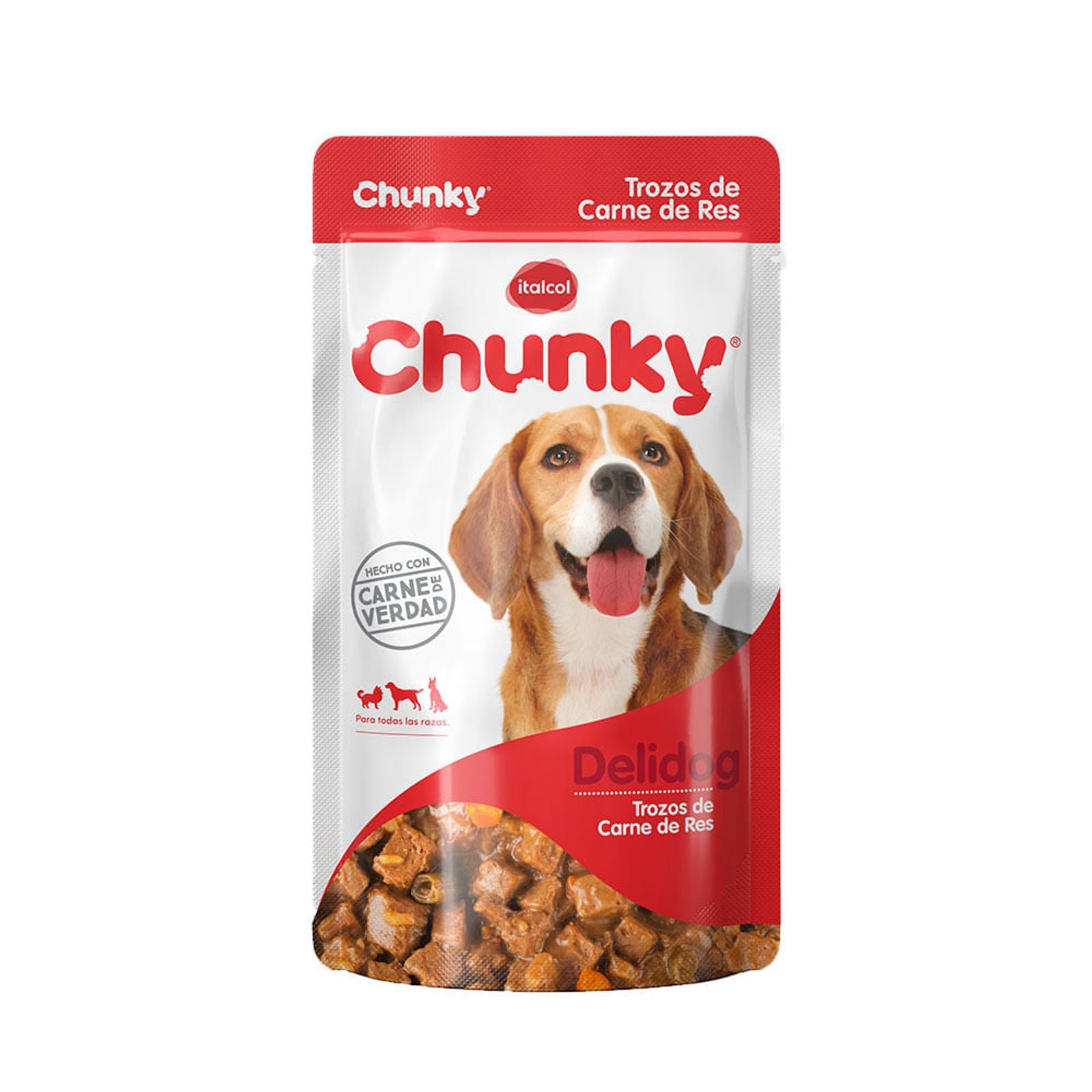 Alimento Chunky Delidog con trozos de carne de res