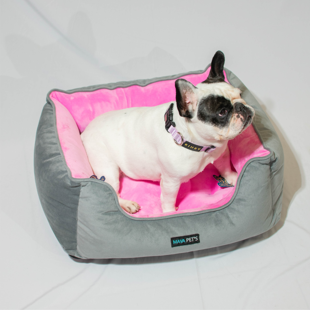 Cama danko para mascotas - color gris con rosado 60cm