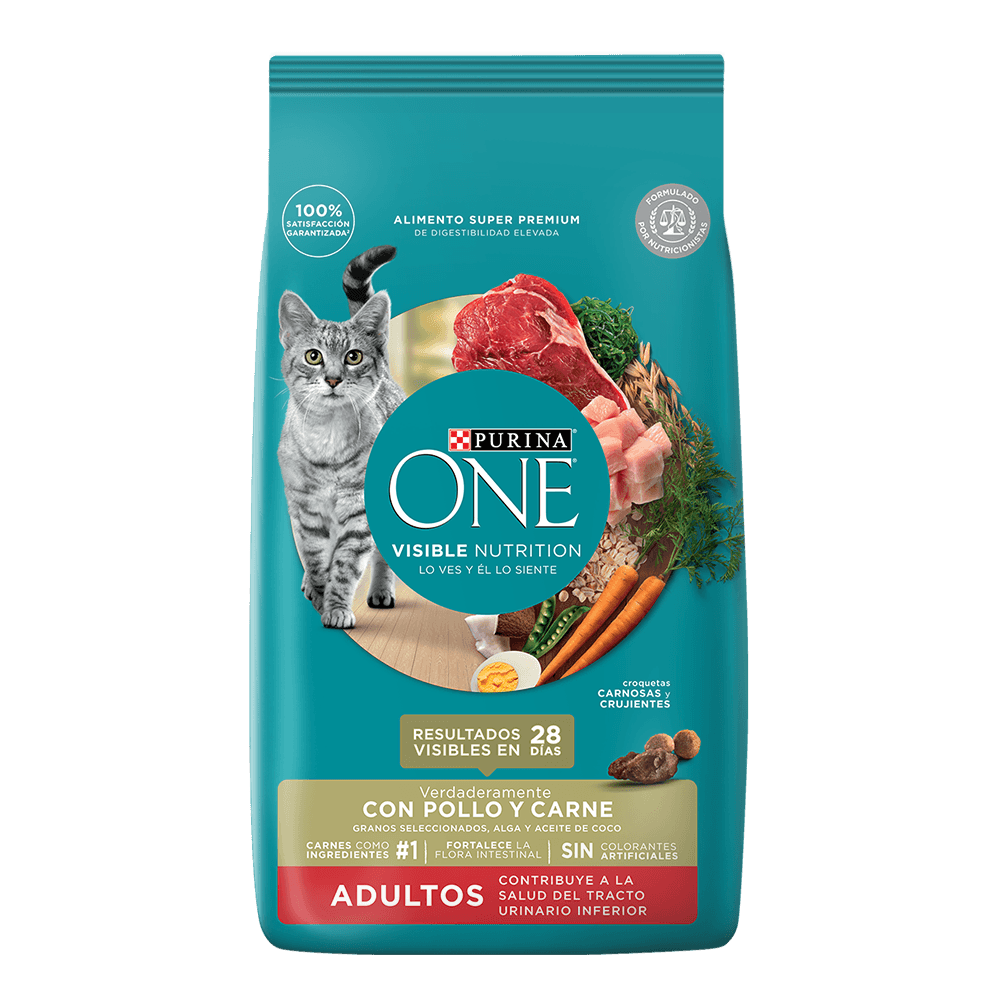 Alimento Purina One para gato adulto de pollo y carne