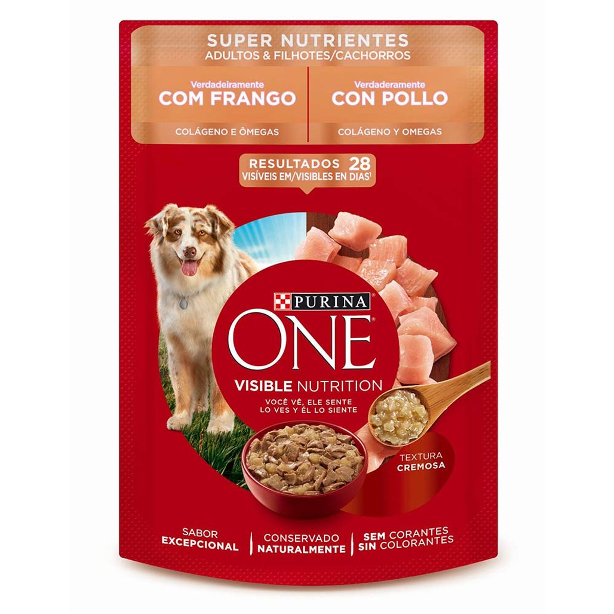 Alimento húmedo para perros Purina One Adultos y Cachorros pollo