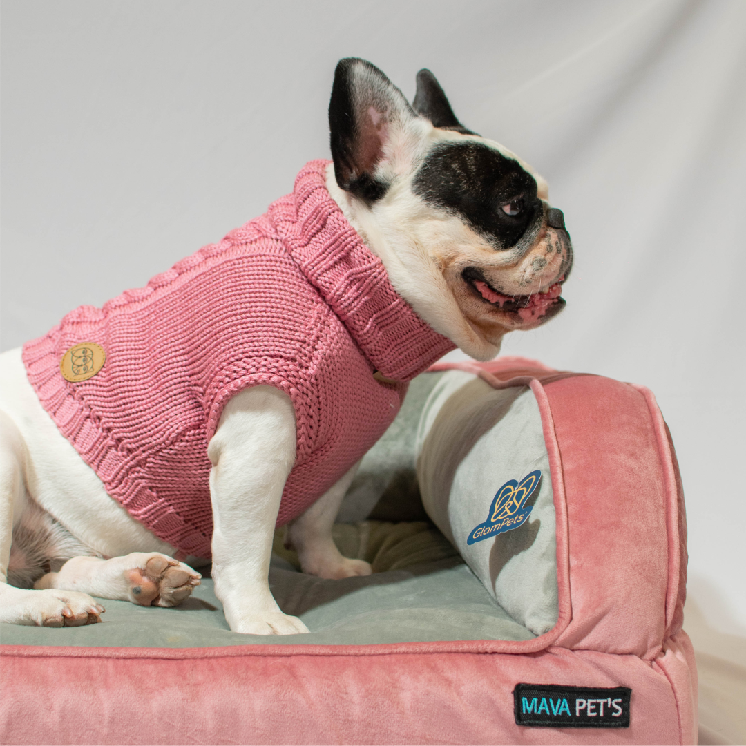 Sofá cama para mascotas - color rosado con gris 60cm