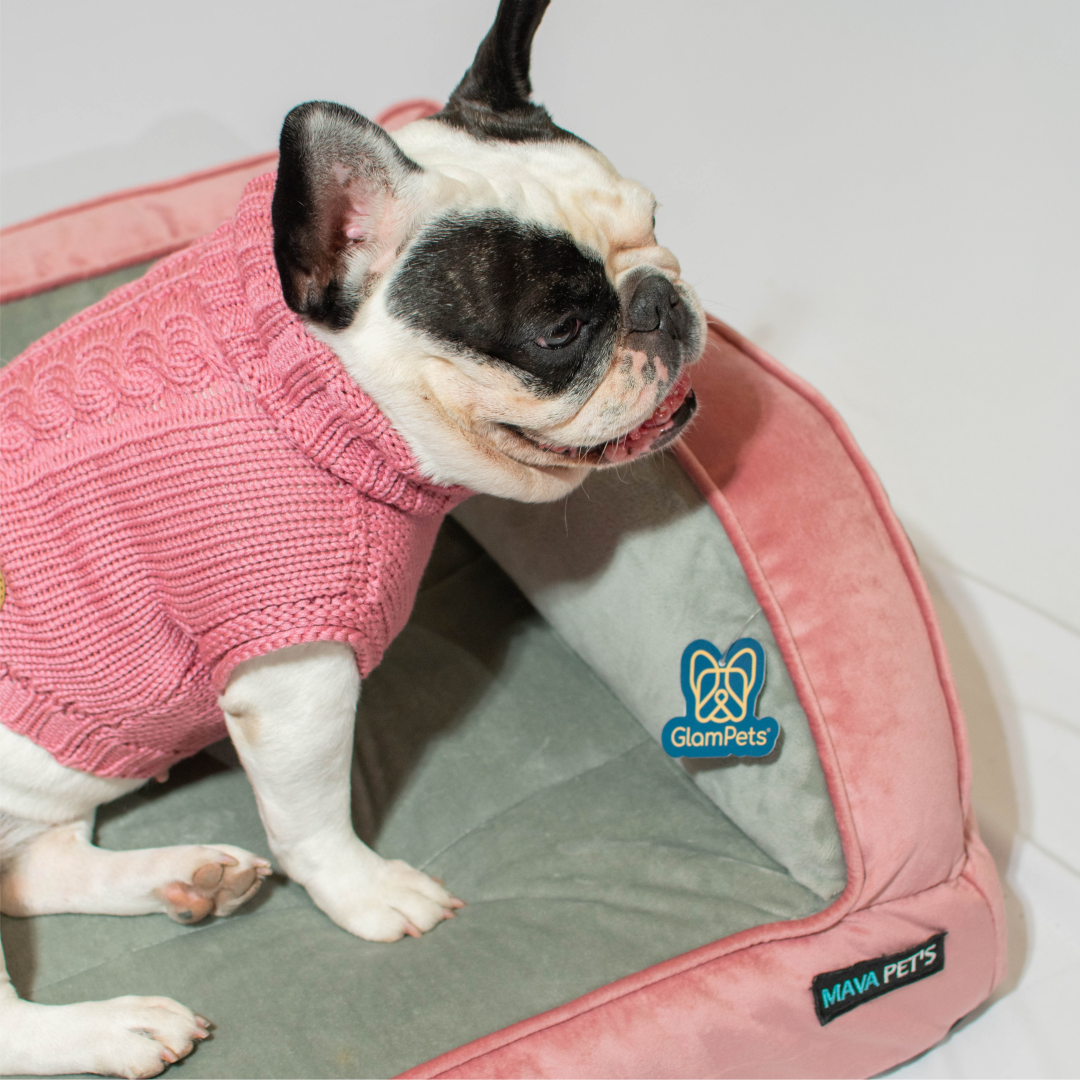 Sofá cama para mascotas - color rosado con gris 60cm