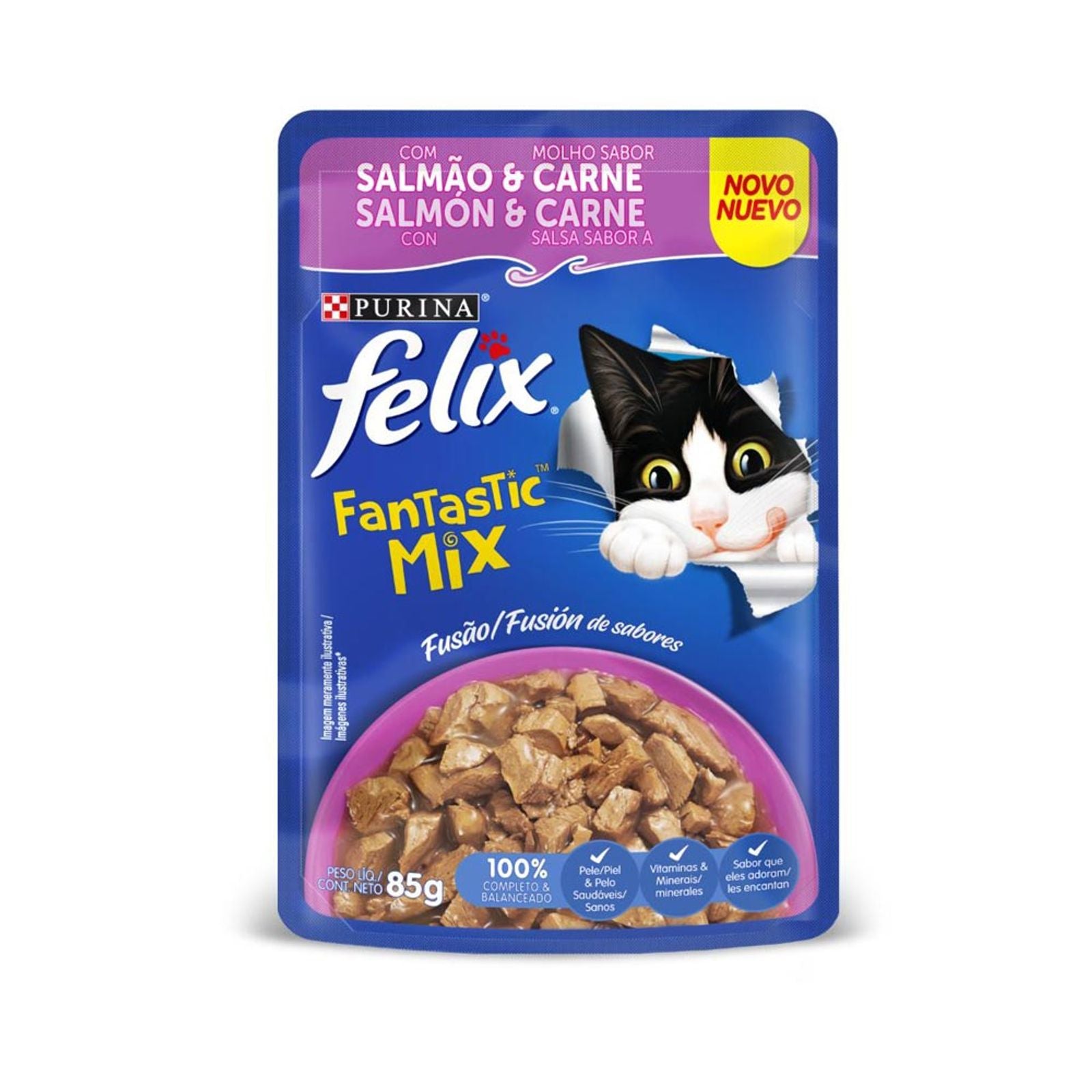 Alimento húmedo para gatos Felix Fantastic Mix salmón carne