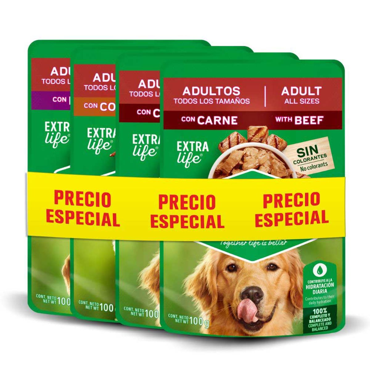 Alimento Húmeda Dog Chow Adultos Todos los tamaños – Pack Surtido x 4
