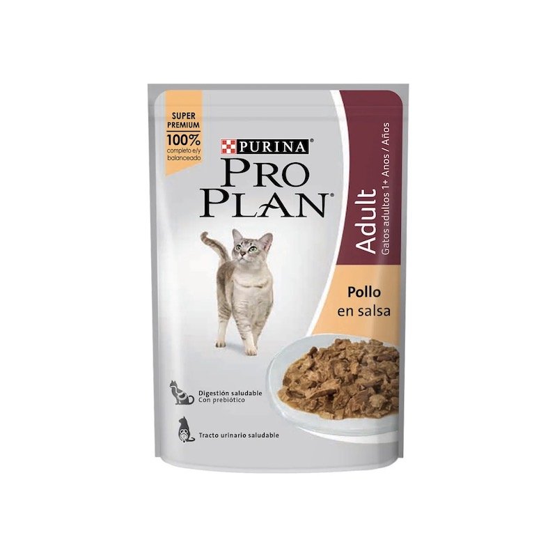 Alimento humedo pro plan sobre gato adulto sabor a pollo