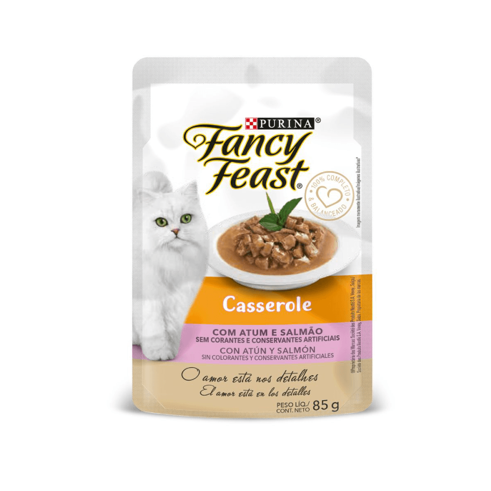 Alimento Húmedo Gato Fancy Feast Pouch Casserole Atún Y Salmón