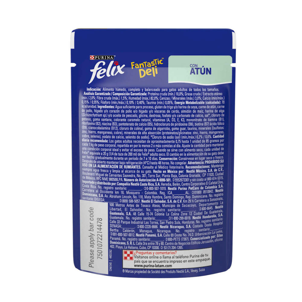 Alimento Húmedo Gato Felix Fantastic Deli Atún