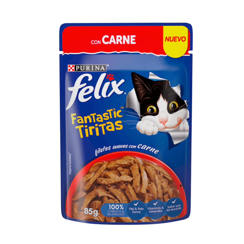 Alimento Húmedo Gato Felix Fantastic Tiritas De Carne